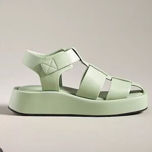 NWT ANTHROPOLOGIE Pilcro Flatform Fisherman Sandals, Sage/Moss, size 36